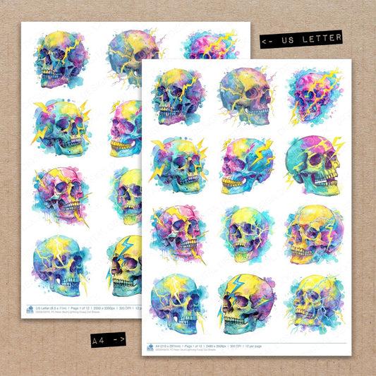 DDD010516_FC Neon Skull Lightning Fussy Cut Sheets