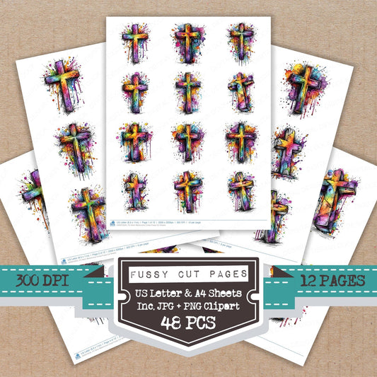 DDD010525_FC Neon Watercolour Cross Fussy Cut Sheets