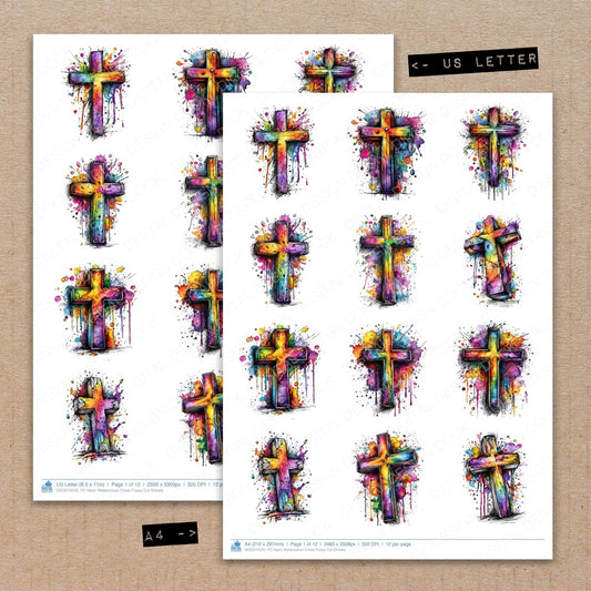 DDD010525_FC Neon Watercolour Cross Fussy Cut Sheets