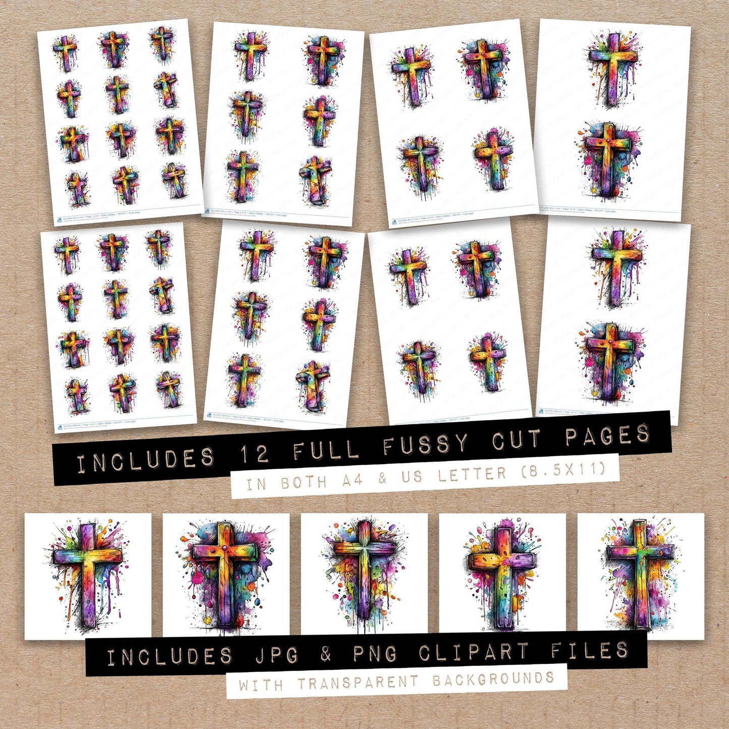 DDD010525_FC Neon Watercolour Cross Fussy Cut Sheets