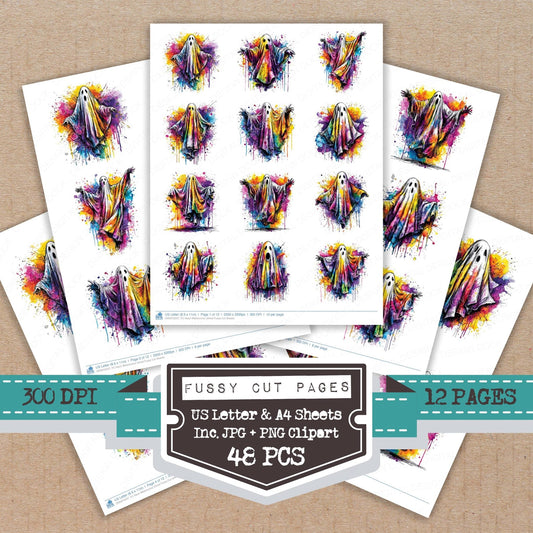DDD010527_FC Neon Watercolour Ghost Fussy Cut Sheets