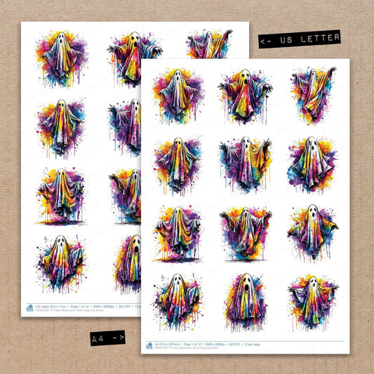 DDD010527_FC Neon Watercolour Ghost Fussy Cut Sheets