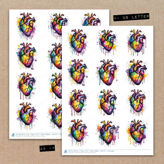 DDD010532_FC Neon Watercolour Heart Fussy Cut Sheets
