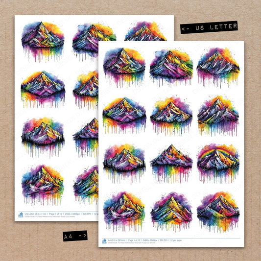 DDD010536_FC Neon Watercolour Mountain Fussy Cut Sheets