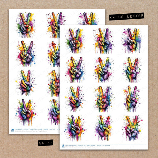 Neon Watercolour Peace Sign Fussy Cut Sheets (DDD010539)