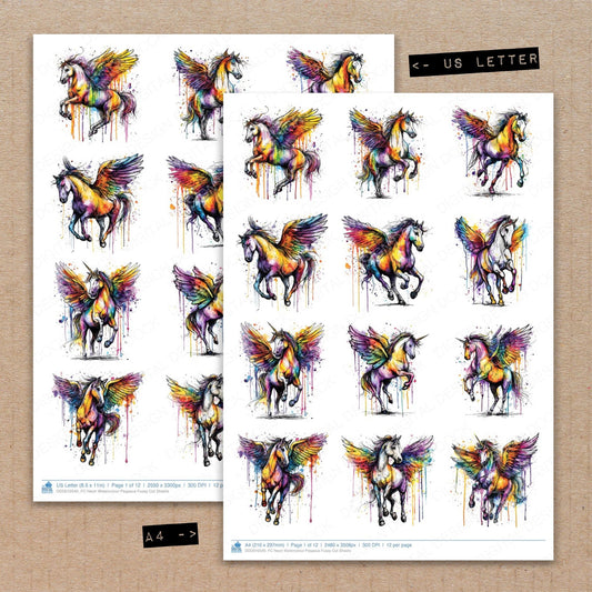 Neon Watercolour Pegasus Fussy Cut Sheets (DDD010540)