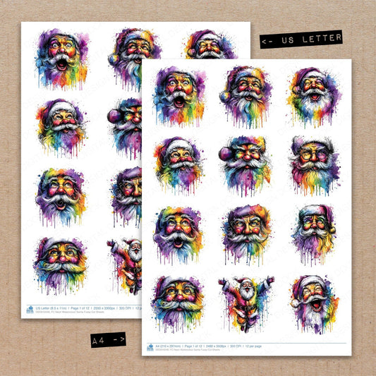 DDD010546_FC Neon Watercolour Santa Fussy Cut Sheets