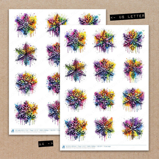 DDD010549_FC Neon Watercolour Snowflake Fussy Cut Sheets