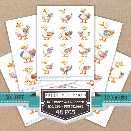 DDD010559_FC Nursery Watercolour Duck Fussy Cut Sheets