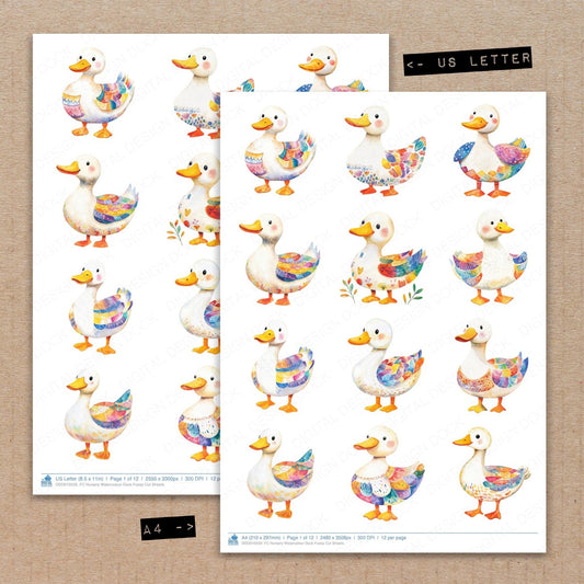 DDD010559_FC Nursery Watercolour Duck Fussy Cut Sheets