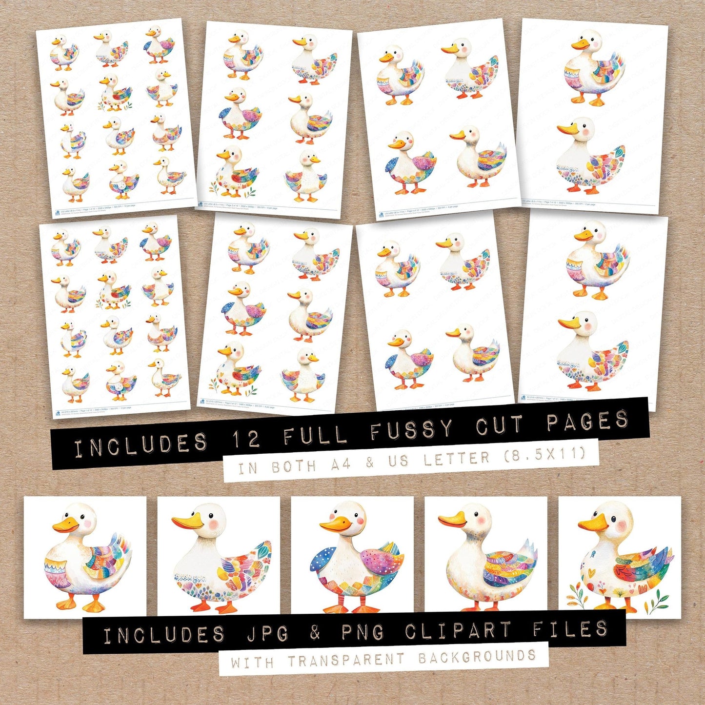 DDD010559_FC Nursery Watercolour Duck Fussy Cut Sheets