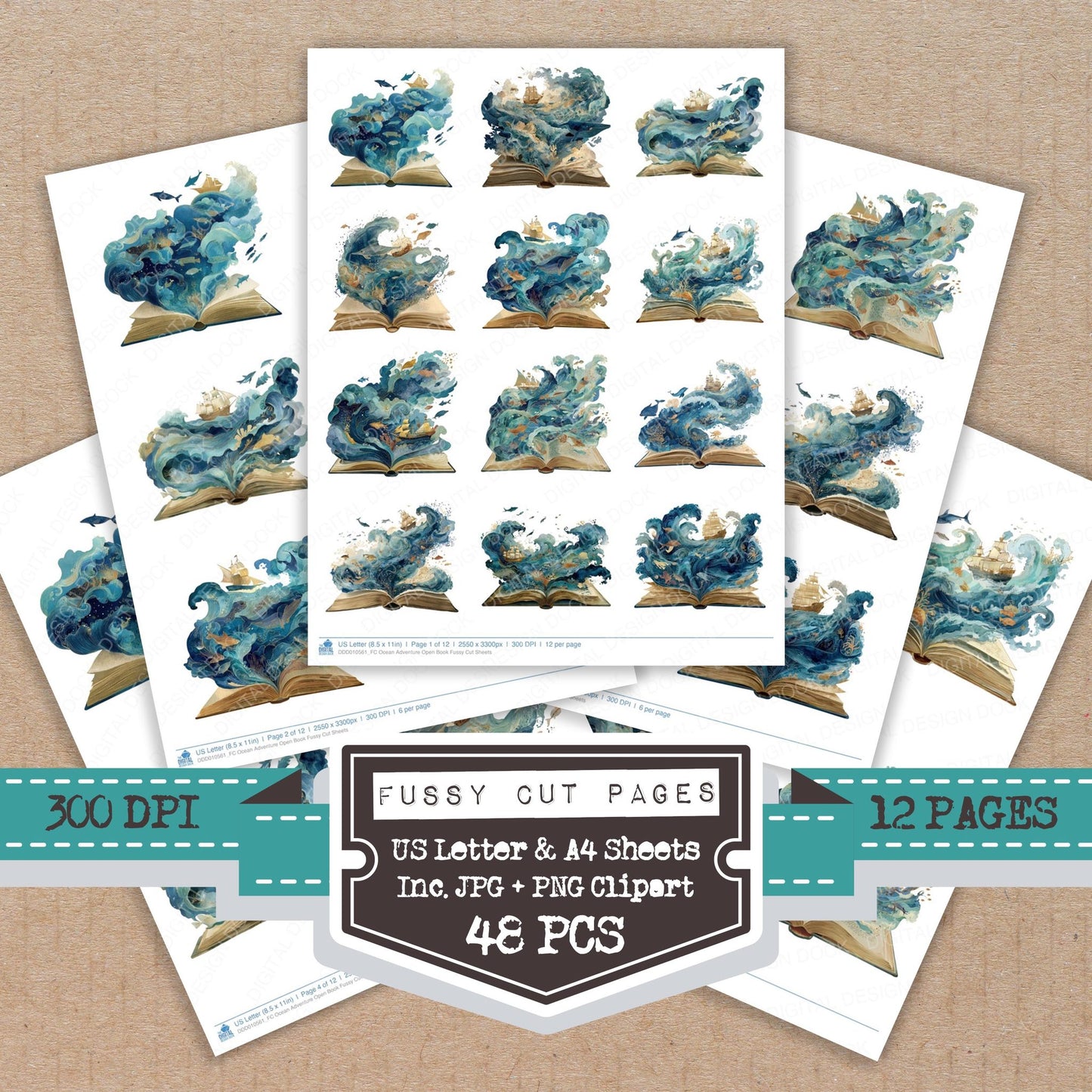 Ocean Adventure Open Book Fussy Cut Sheets (DDD010561)