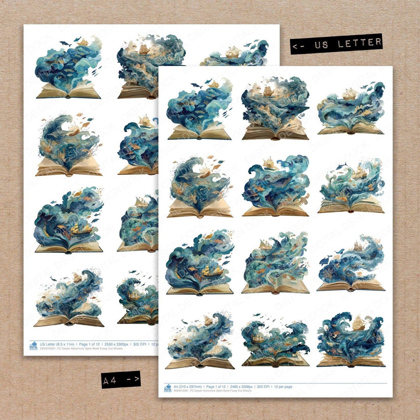Ocean Adventure Open Book Fussy Cut Sheets (DDD010561)