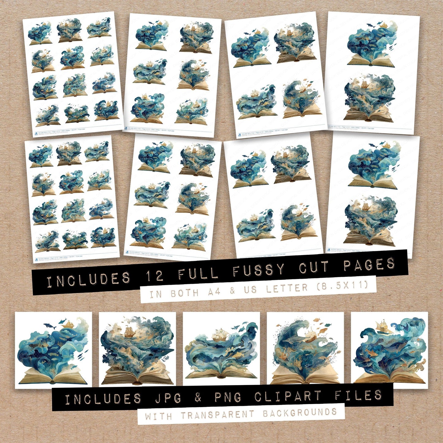 Ocean Adventure Open Book Fussy Cut Sheets (DDD010561)