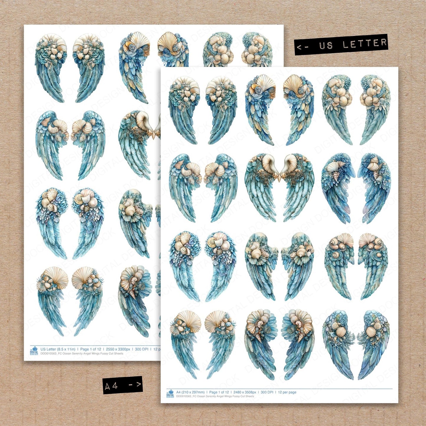 DDD010563_FC Ocean Serenity Angel Wings Fussy Cut Sheets