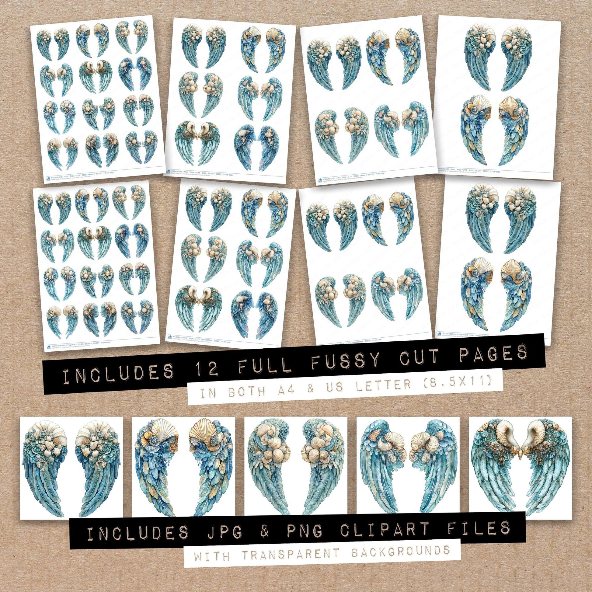 DDD010563_FC Ocean Serenity Angel Wings Fussy Cut Sheets