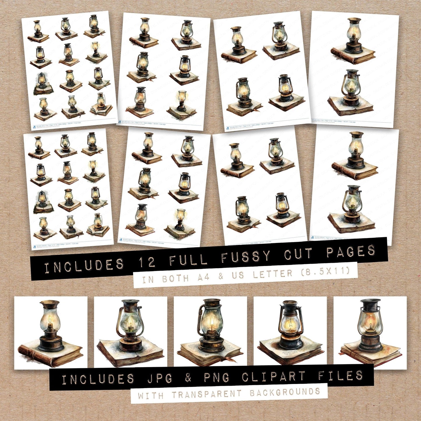 DDD010566_FC Oil Lamp on Book Fussy Cut Sheets