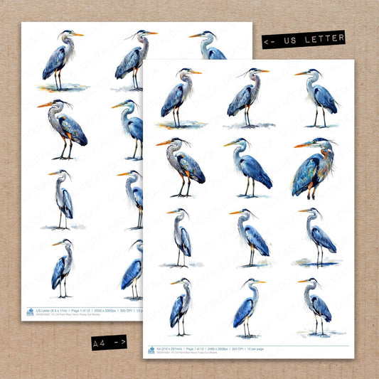 DDD010567_FC Oil Paint Blue Heron Fussy Cut Sheets