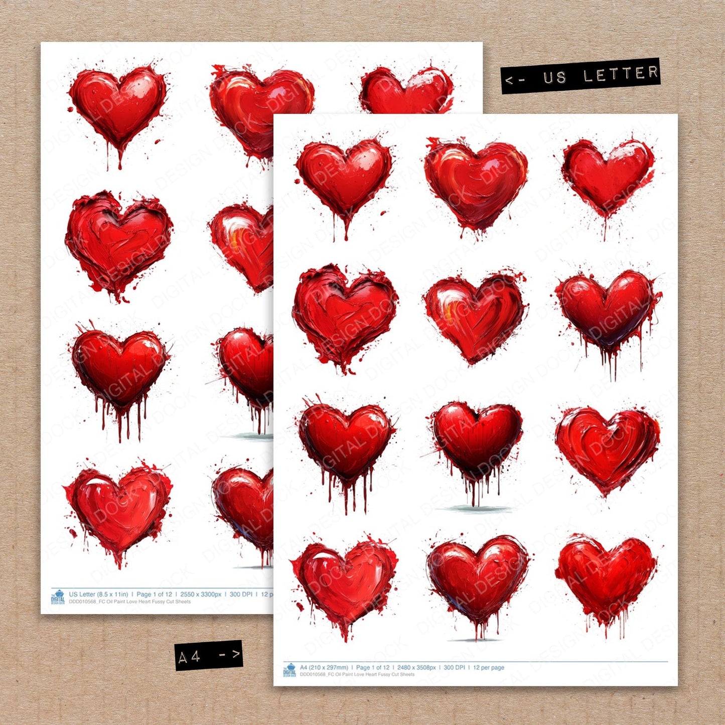 DDD010568_FC Oil Paint Love Heart Fussy Cut Sheets
