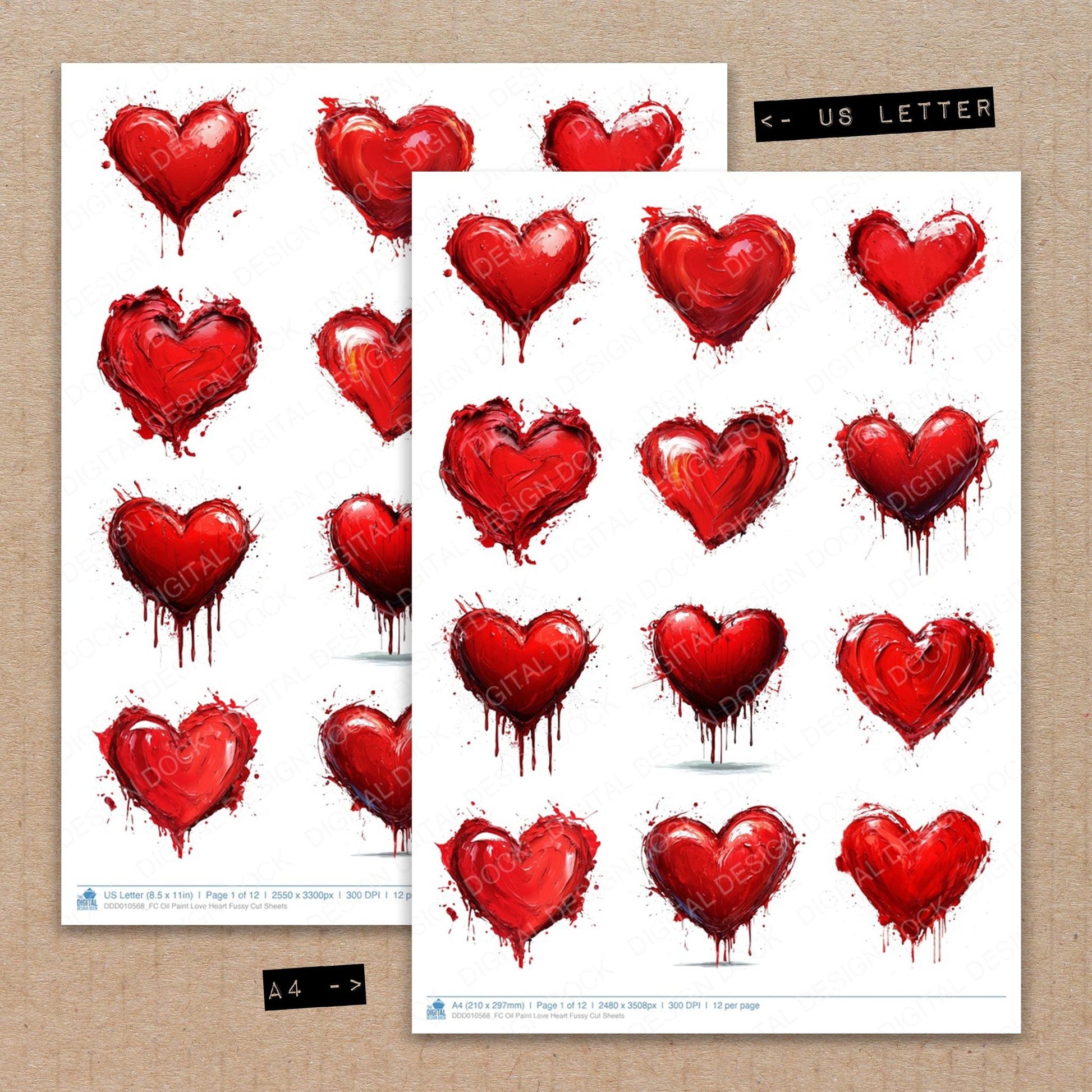 DDD010568_FC Oil Paint Love Heart Fussy Cut Sheets