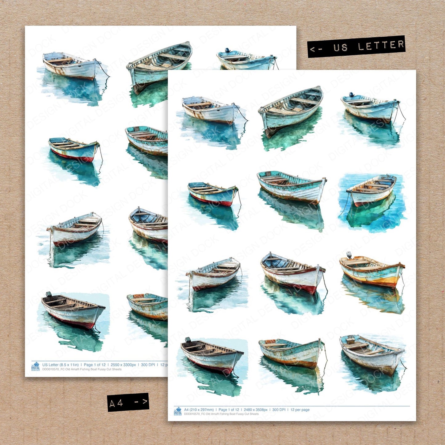 Old Amalfi Fishing Boat Fussy Cut Sheets (DDD010570)