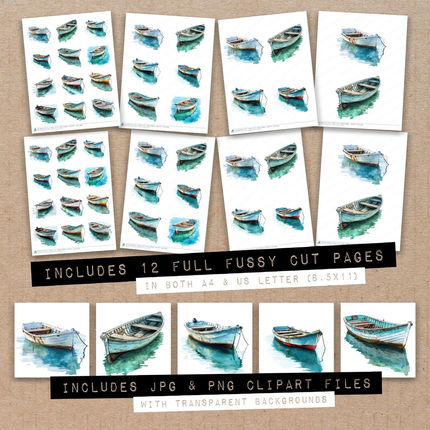 Old Amalfi Fishing Boat Fussy Cut Sheets (DDD010570)