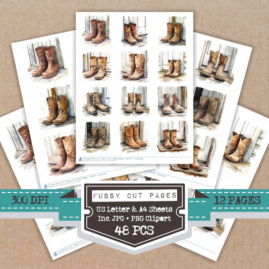 Old Boots at the Door Fussy Cut Sheets (DDD010573)