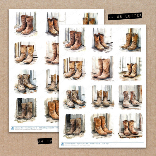 Old Boots at the Door Fussy Cut Sheets (DDD010573)