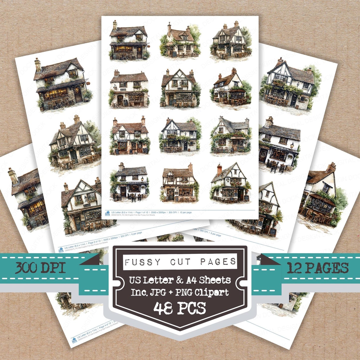 DDD010575_FC Old English Pub Bar Fussy Cut Sheets