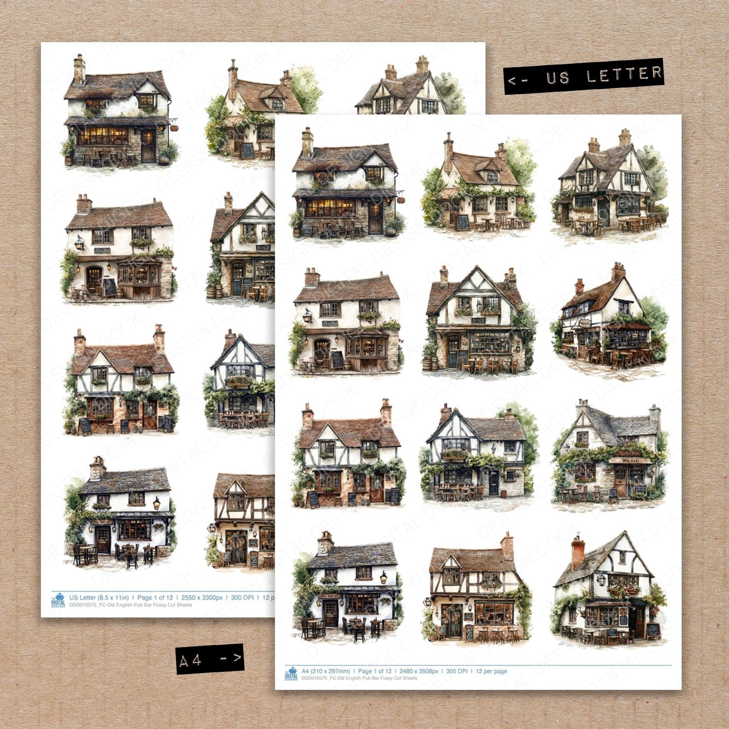 DDD010575_FC Old English Pub Bar Fussy Cut Sheets