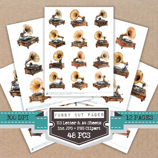 DDD010576_FC Old Fashioned Gramophone Fussy Cut Sheets