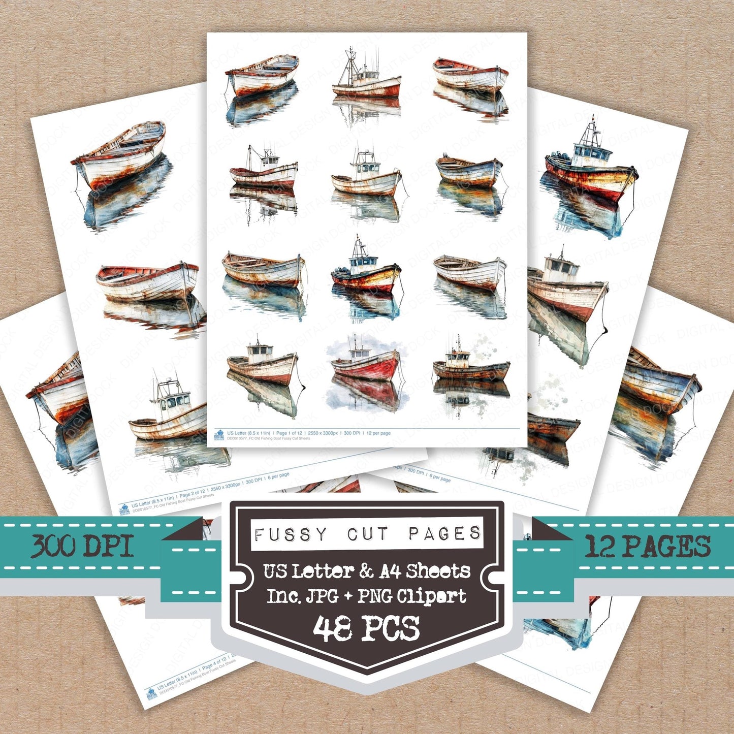 DDD010577_FC Old Fishing Boat Fussy Cut Sheets