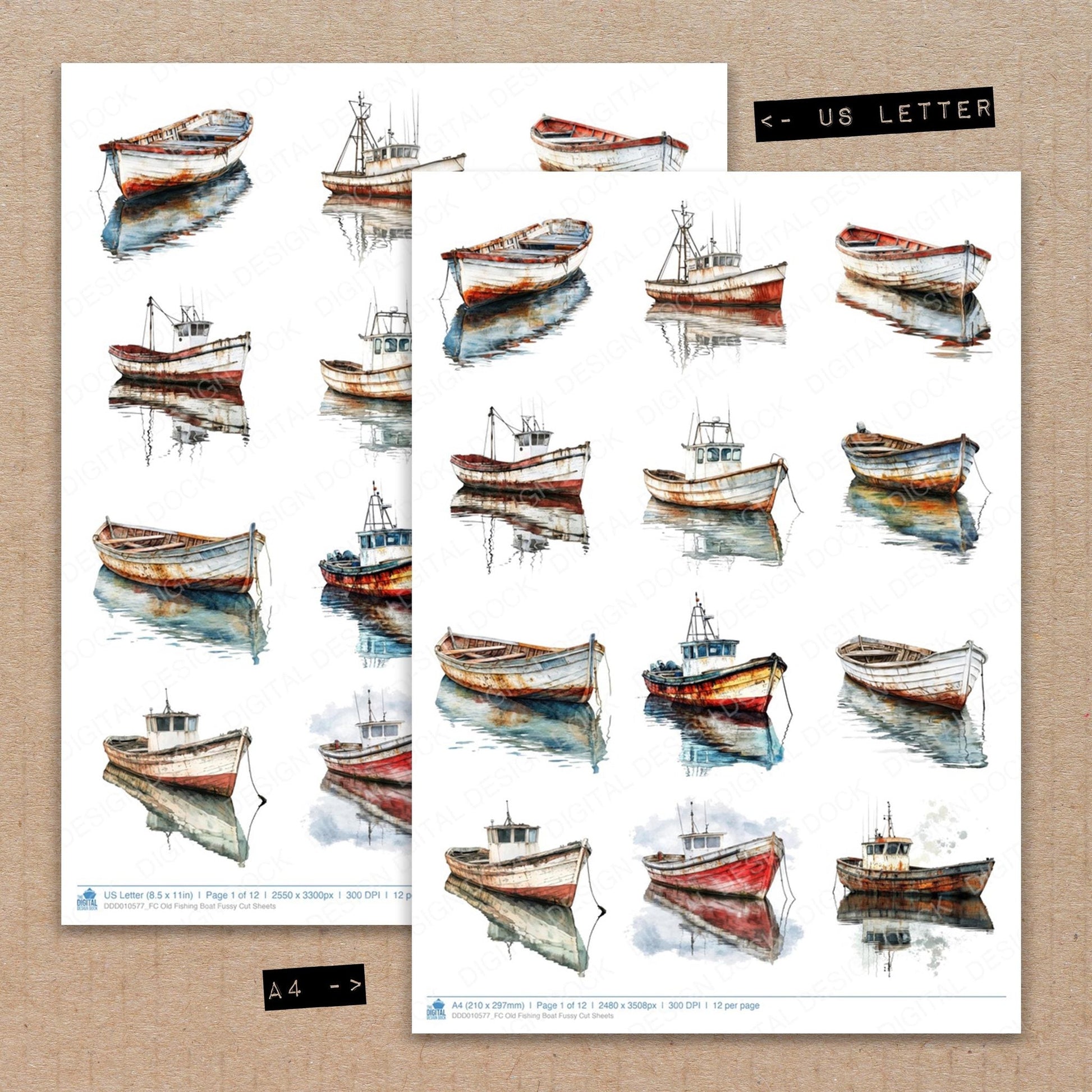 DDD010577_FC Old Fishing Boat Fussy Cut Sheets