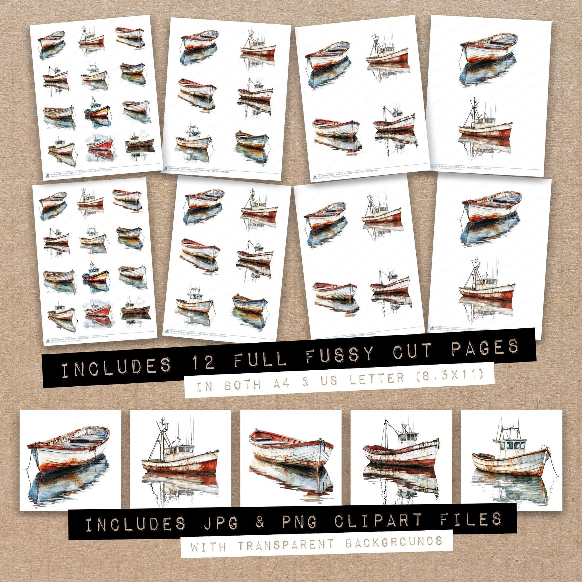 DDD010577_FC Old Fishing Boat Fussy Cut Sheets