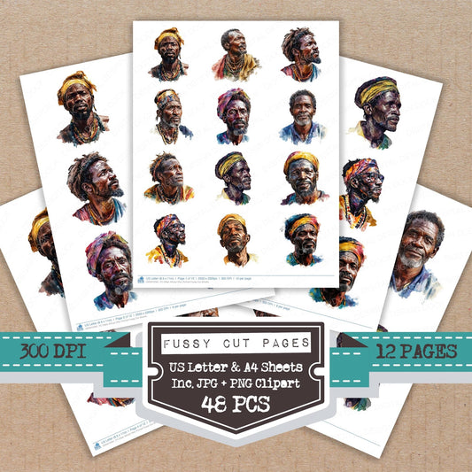 DDD010581_FC Older African Man Portrait Fussy Cut Sheets
