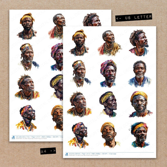 DDD010581_FC Older African Man Portrait Fussy Cut Sheets