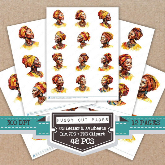 DDD010582_FC Older African Woman Fussy Cut Sheets