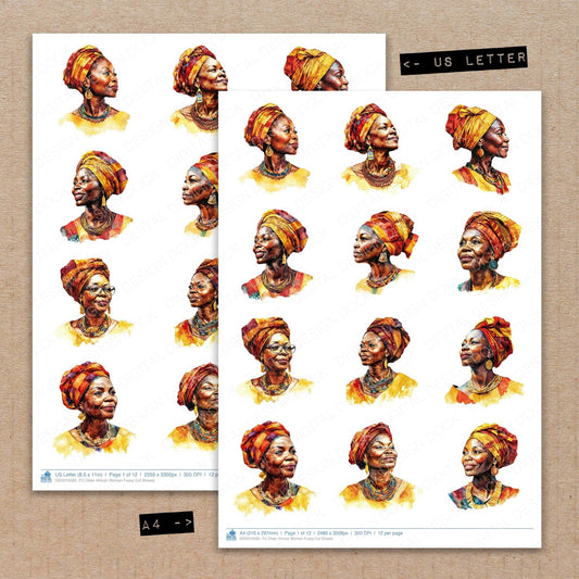 DDD010582_FC Older African Woman Fussy Cut Sheets