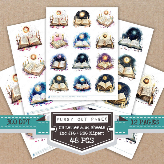 DDD010583_FC Open Astrology Book Fussy Cut Sheets