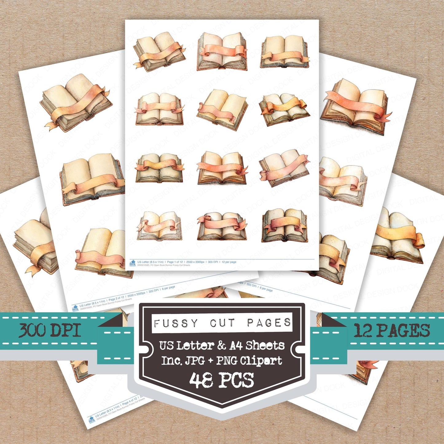 DDD010585_FC Open Book Banner Fussy Cut Sheets