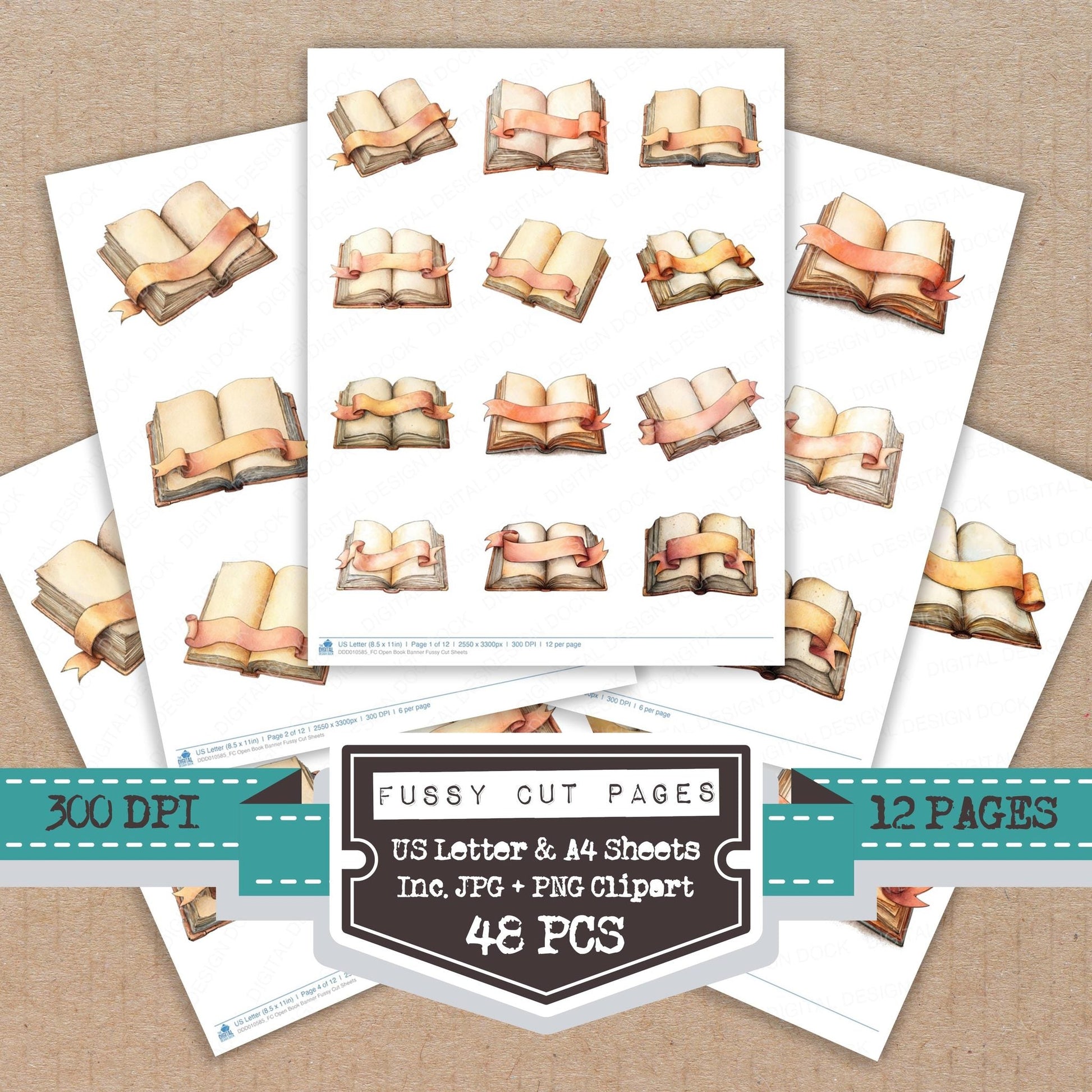 DDD010585_FC Open Book Banner Fussy Cut Sheets