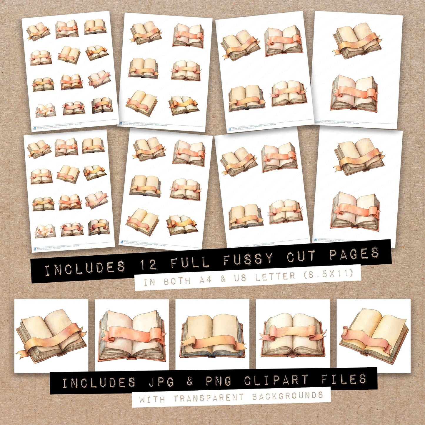 DDD010585_FC Open Book Banner Fussy Cut Sheets