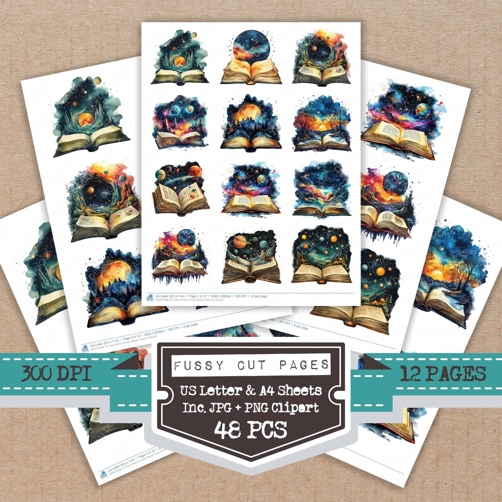 DDD010586_FC Open Book Fantasy Space Fussy Cut Sheets