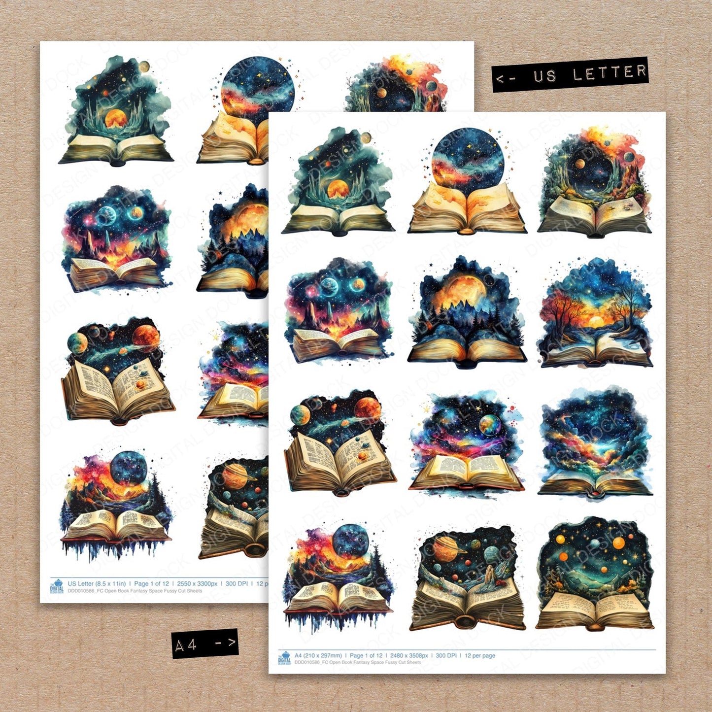 DDD010586_FC Open Book Fantasy Space Fussy Cut Sheets