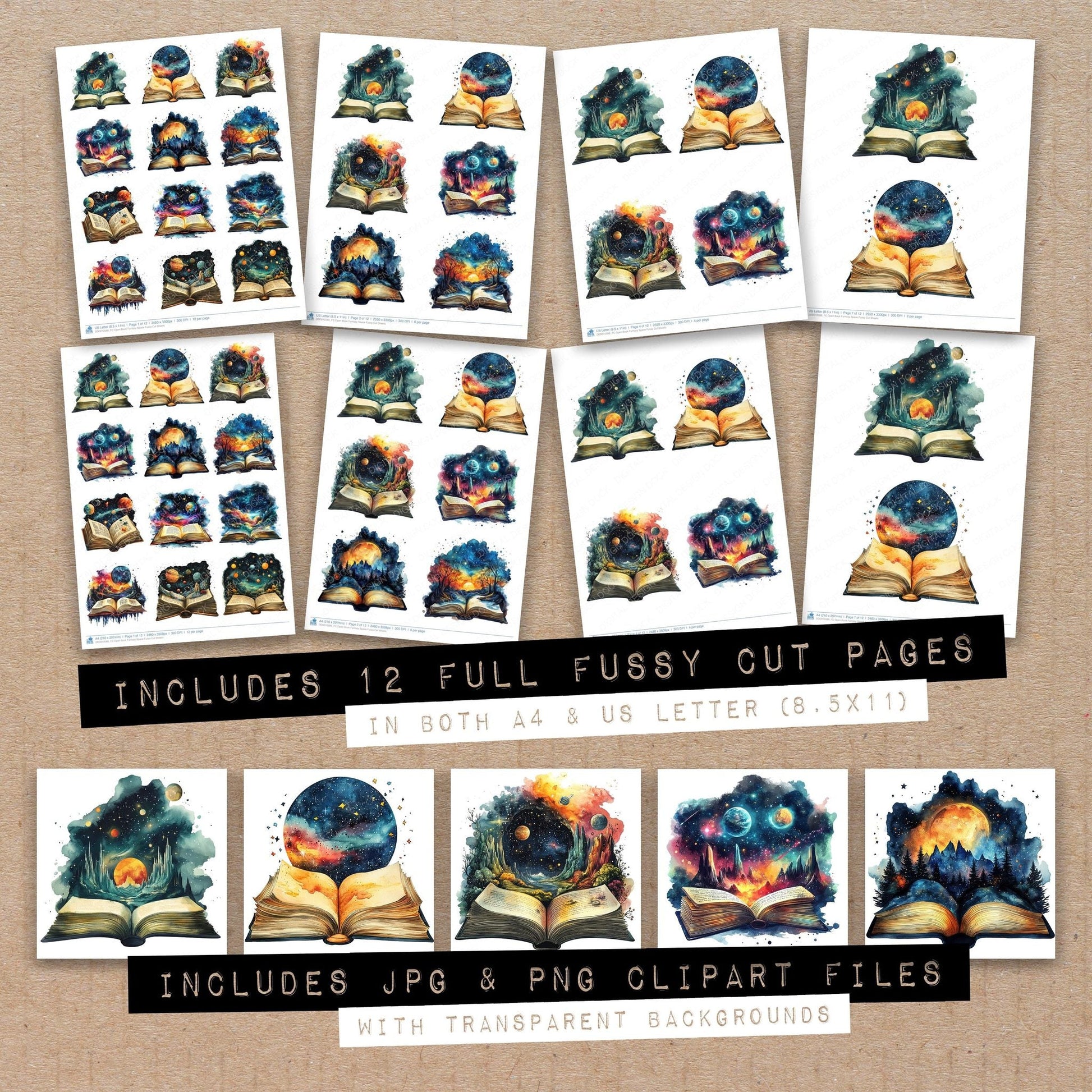 DDD010586_FC Open Book Fantasy Space Fussy Cut Sheets