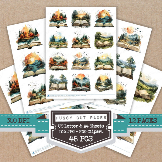 DDD010587_FC Open Book Magical Landscape Set A Fussy Cut Sheets