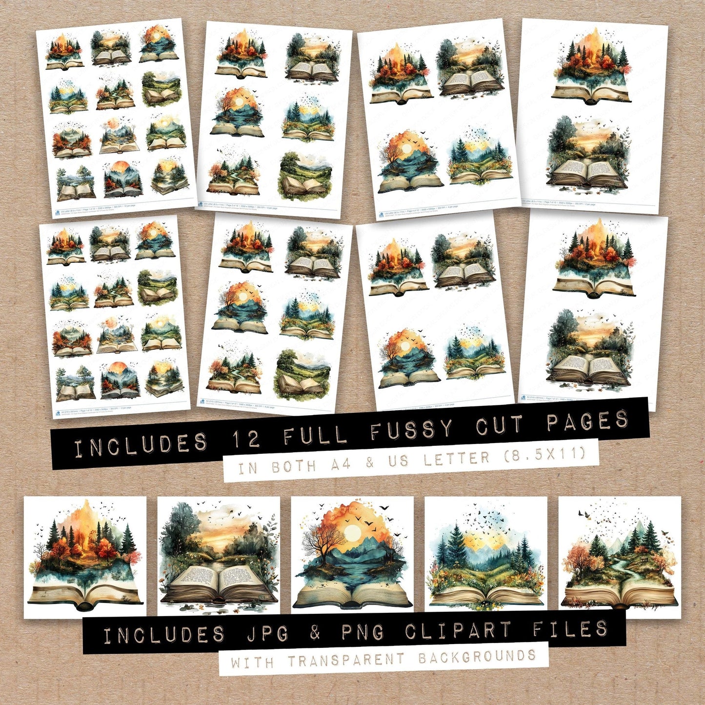 DDD010587_FC Open Book Magical Landscape Set A Fussy Cut Sheets