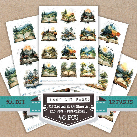 DDD010588_FC Open Book Magical Landscape Set B Fussy Cut Sheets