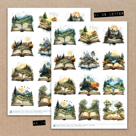DDD010588_FC Open Book Magical Landscape Set B Fussy Cut Sheets