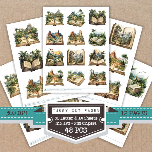 DDD010589_FC Open Book Prehistoric Fussy Cut Sheets